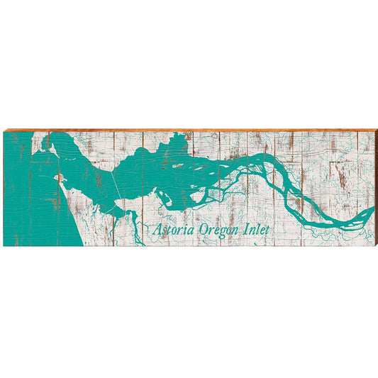 Astoria Oregon Inlet, Oregon Wooden Map Sign | Wall Art Print on Real Wood 