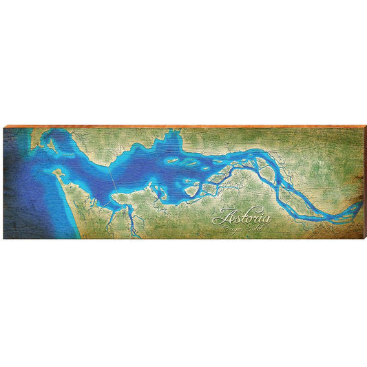 Astoria Inlet, Oregon Wooden Map Sign | Wall Art Print on Real Wood