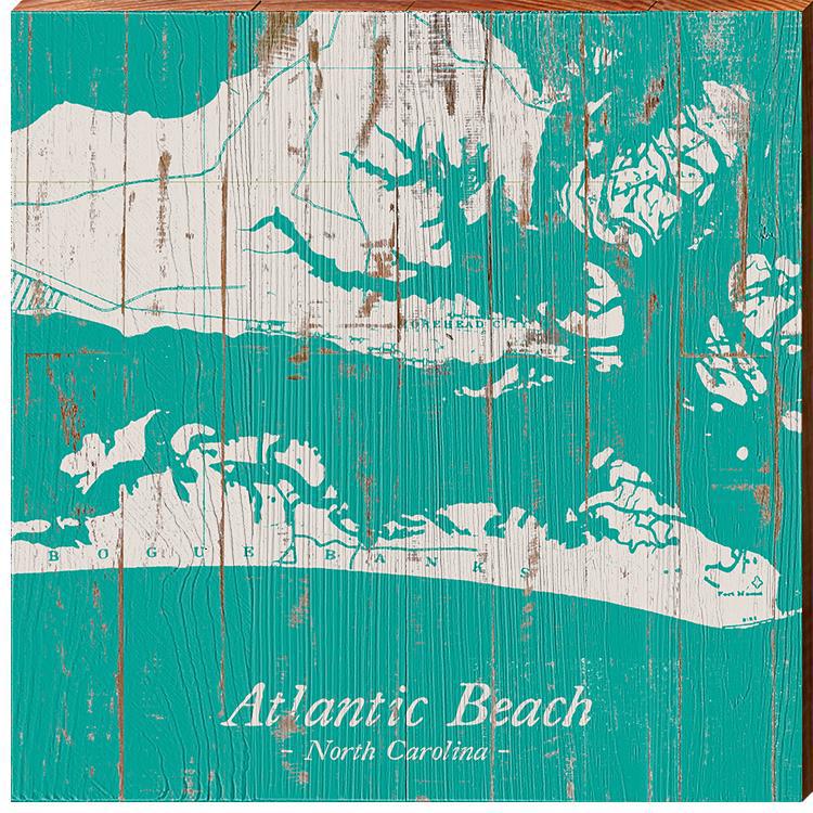 Atlantic Beach, North Carolina Map | Wall Art Print on Real Wood