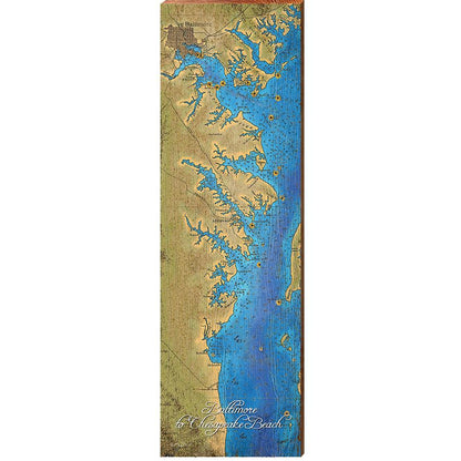 Baltimore to Chesapeake Beach, Maryland Map Wooden Sign | Wall Art Print on Real Wood 