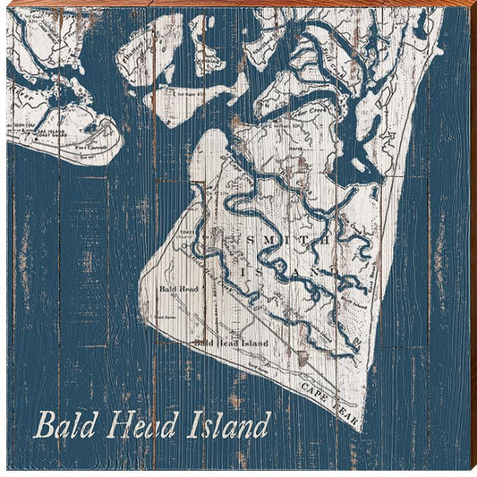 Bald Head Island, North Carolina Map Wooden Sign | Wall Art Print on Real Wood