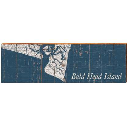 Bald Head Island, North Carolina Map Wooden Sign | Wall Art Print on Real Wood