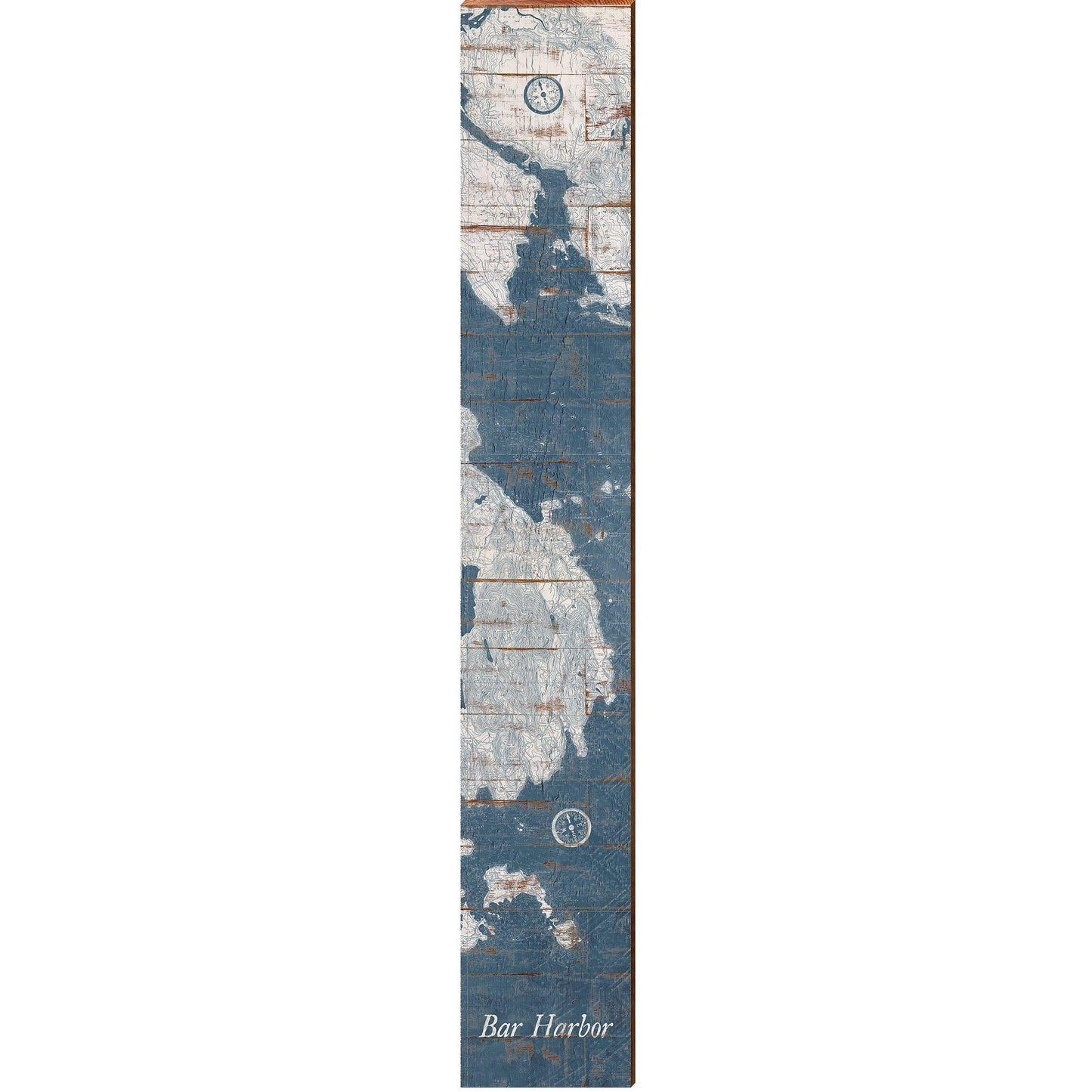 Bar Harbor, Maine Shabby Map | Wall Art Print on Real Wood