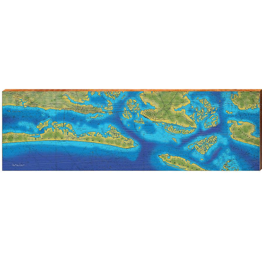 Beaufort and Bogue Sound, North Carolina Map Wooden Sign | Wall Art Print on Real Wood 