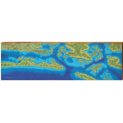 Beaufort and Bogue Sound, North Carolina Map Wooden Sign | Wall Art Print on Real Wood 