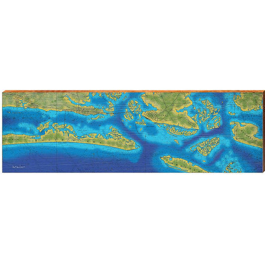 Beaufort and Bogue Sound, North Carolina Map Wooden Sign | Wall Art Print on Real Wood 