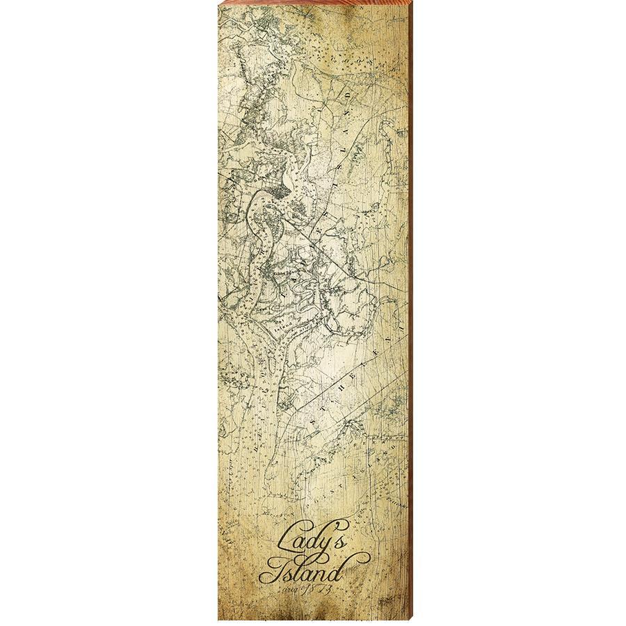 Lady's Island Map Home Decor Art Print on Real Wood