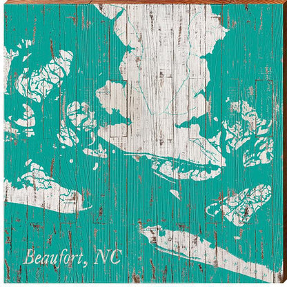 Beaufort, North Carolina Map | Wall Art Print on Real Wood