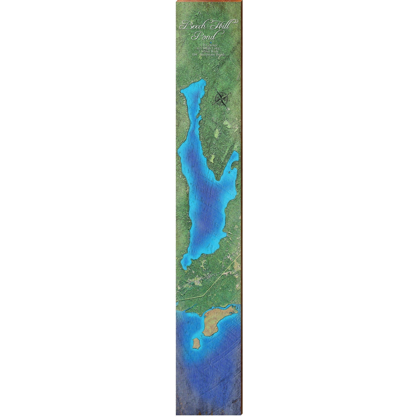 Beech Hill Pond, Maine Map | Wall Art Print on Real Wood