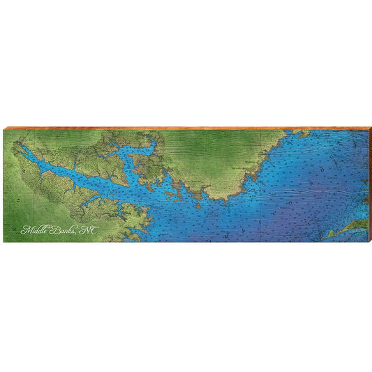Middle Banks, Nc Vertical Map Home Decor Art Print on Real Wood