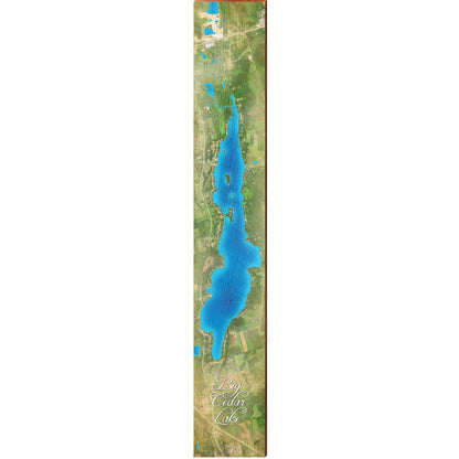 Big Cedar Lake Map Home Decor Art Print on Real Wood