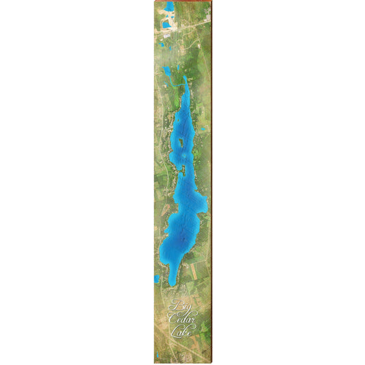 Big Cedar Lake Map Home Decor Art Print on Real Wood