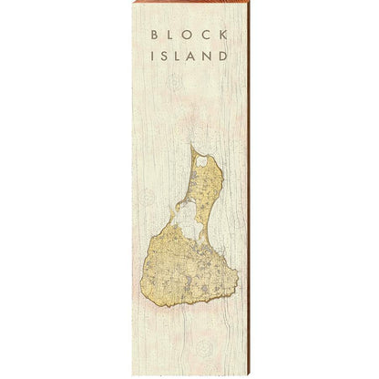 Block Island, Rhode Island Vintage Map Wooden Sign | Wall Art Print on Real Wood