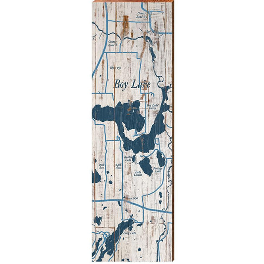 Boy Lake, Minnesota Map | Wall Art Print on Real Wood