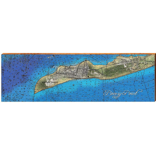 Breezy Point, New York Map Wooden Sign | Wall Art Print on Real Wood 