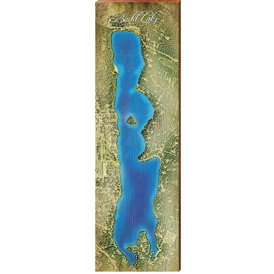 Budd Lake, Michigan Map | Wall Art on Real Wood