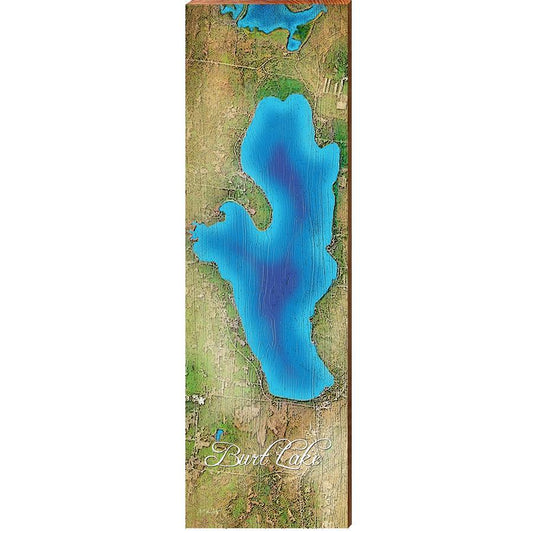 Burt Lake, Michigan Map Wall Art | Wall Art Print on Real Wood