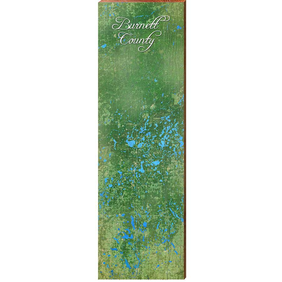 Burnett County, Wisconsin Map Wooden Sign | Wall Art Print on Real Wood 