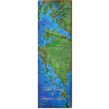 Talbot County to Hoopers Island, Maryland Map Wooden Sign | Wall Art Print on Real Wood