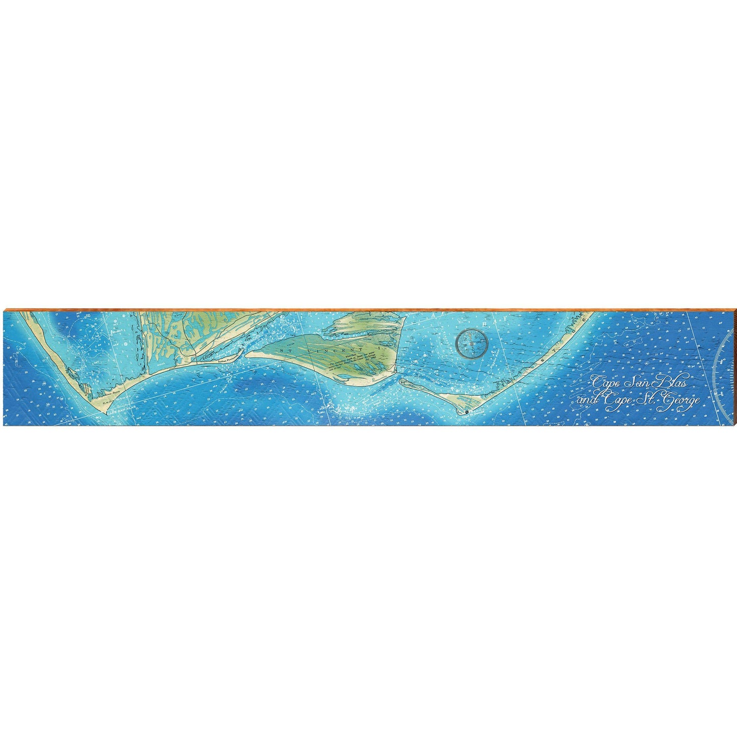 Cape San Blas & Cape St. George, Florida Map Wooden Sign | Wall Art Print on Real Wood