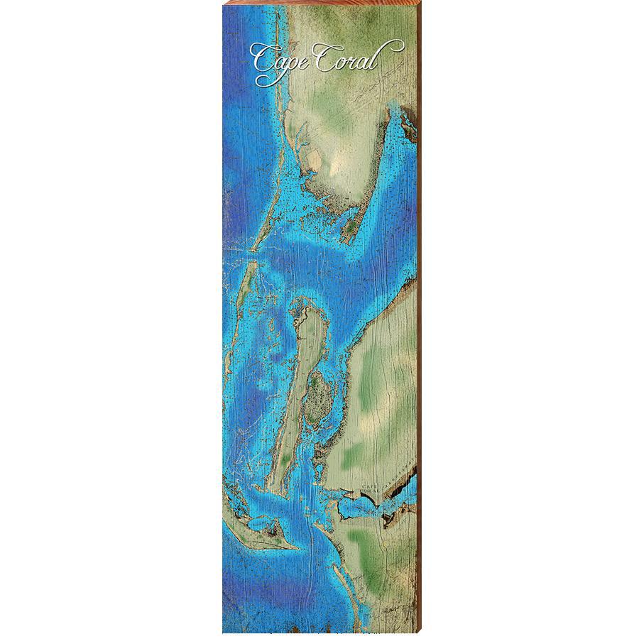 Cape Coral, Florida Map Wooden Sign | Wall Art Print on Real Wood