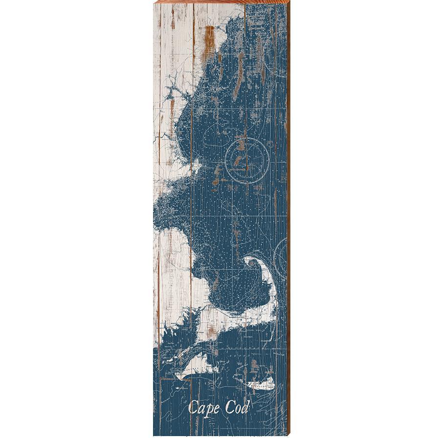 Cape Cod, Massachusetts Shabby Map Wooden Sign | Wall Art Print on Real Wood