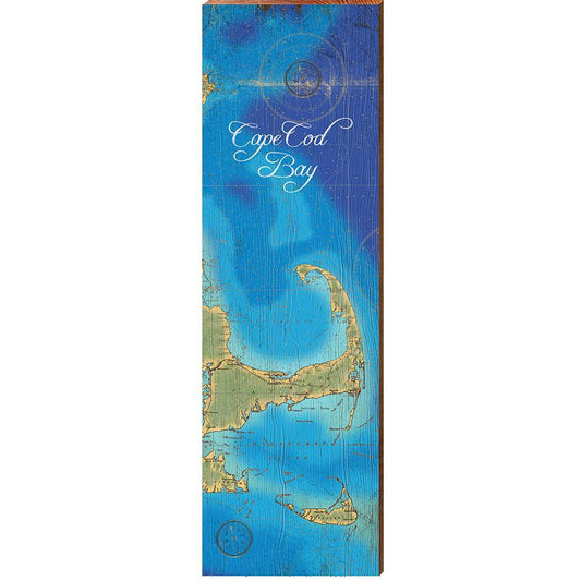 Cape Cod Bay, Massachusetts Map Wooden Sign | Wall Art Print on Real Wood