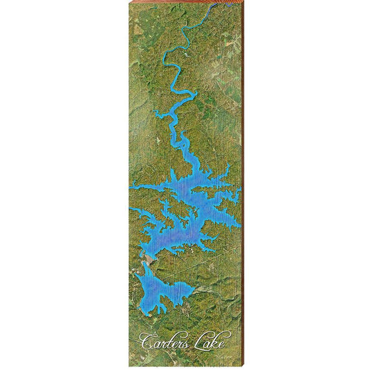 Carters Lake, Georgia Map Wooden Sign | Wall Art Print on Real Wood 