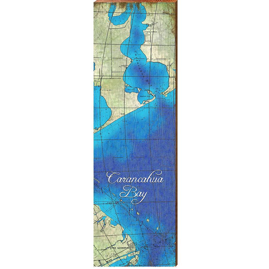 Carancahua Bay, Texas Topographical Styled Map Wall Art | Wall Art Print on Real Wood