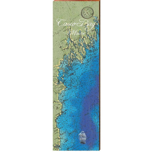 Casco Bay, Maine Map Wooden Sign | Wall Art Print on Real Wood