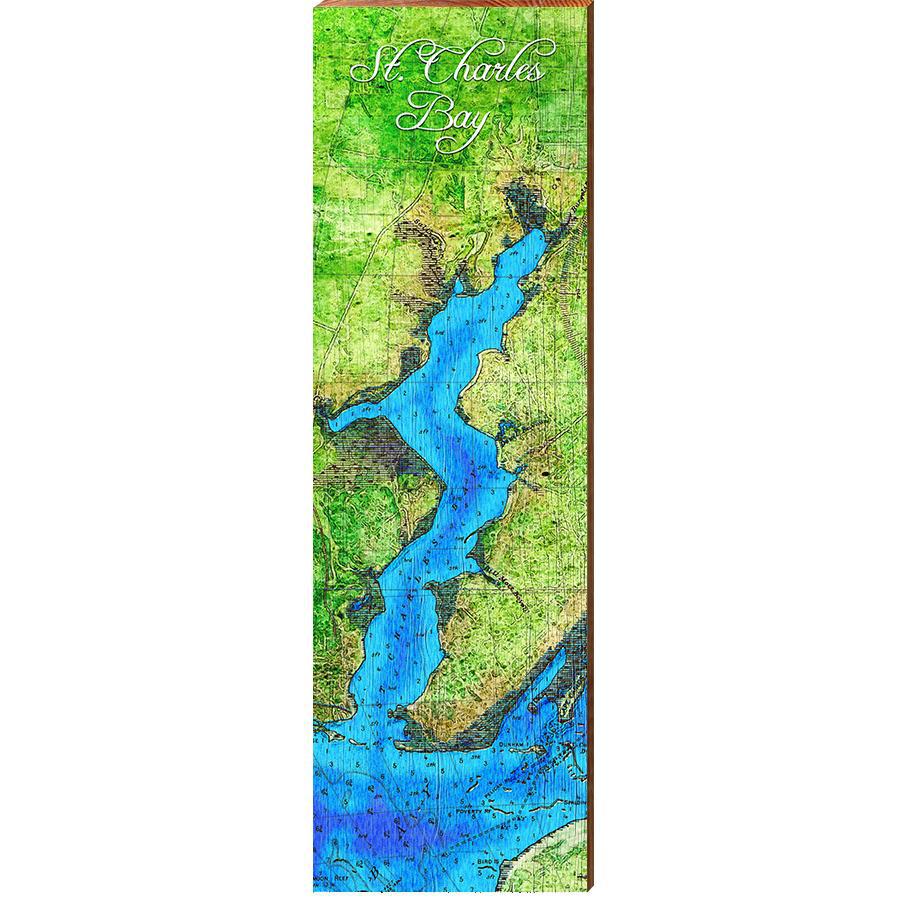 St. Charles Bay Map Home Decor Art Print on Real Wood