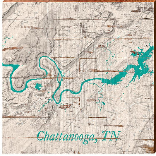 Chattanooga, Tennessee Map Wooden Sign | Wall Art Print on Real Wood