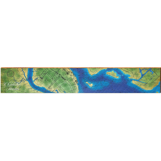 Charleston Harbor Map Home Decor Art Print on Real Wood