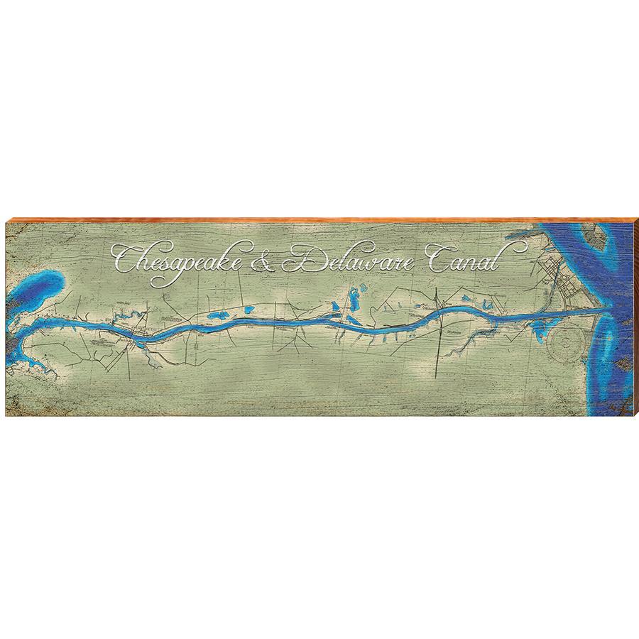 Chesapeake & Delaware Canal Map | Wall Art Print on Real Wood