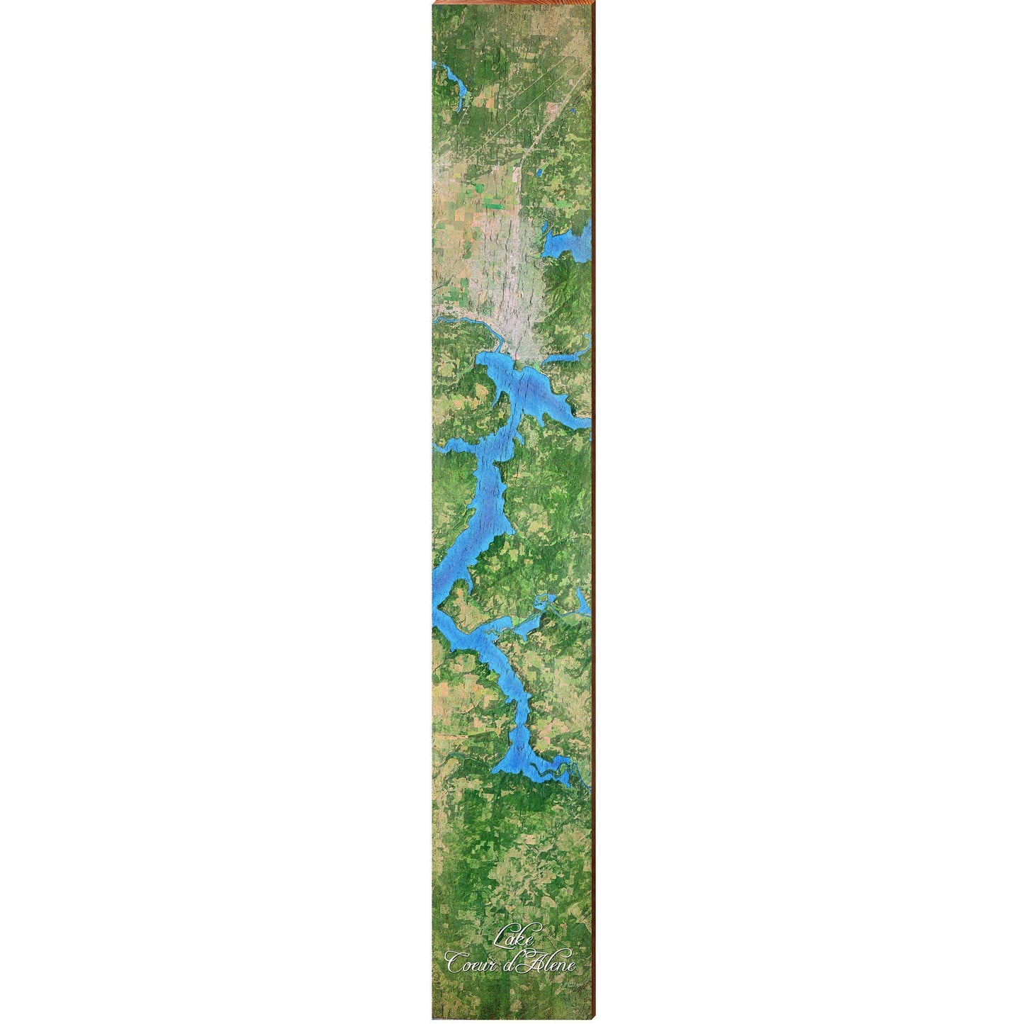 Lake Coeur d'Alene, Idaho Map Wooden Sign | Wall Art Print on Real Wood