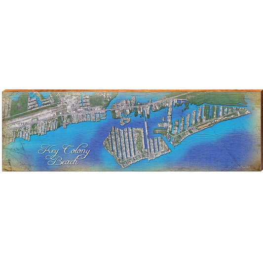 Key Colony Beach, Florida Satellite Styled Map Wall Art | Wall Art Print on Real Wood