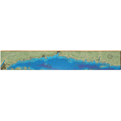 Connecticut Coastline Topographical Styled Map Large Wall Art | Wall Art Print on Real Wood