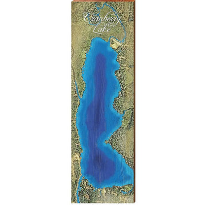 Cranberry Lake, Michigan Map | Wall Art Print on Real Wood