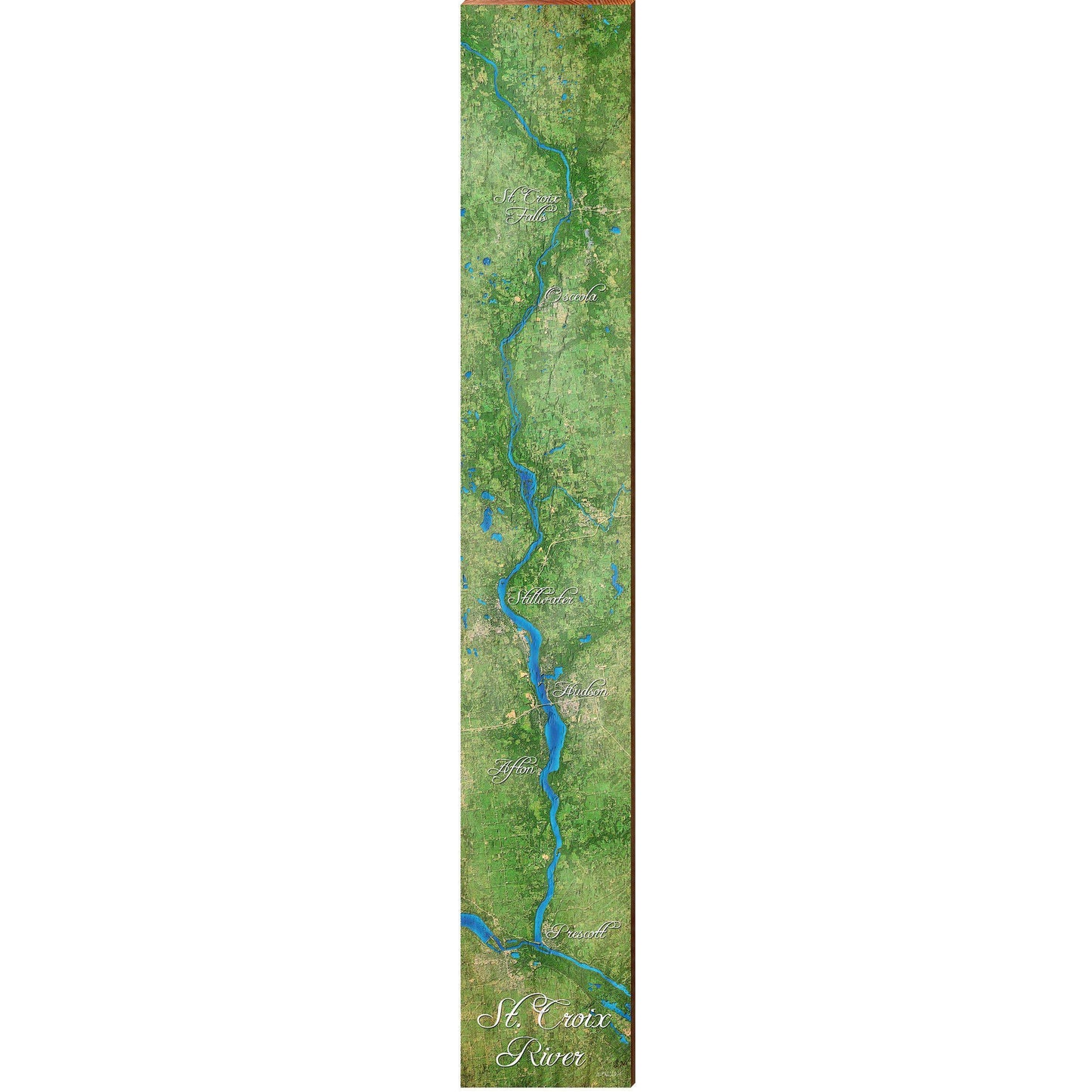 St. Croix River Map Home Decor Art Print on Real Wood