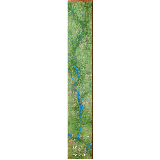 St. Croix River Map Home Decor Art Print on Real Wood