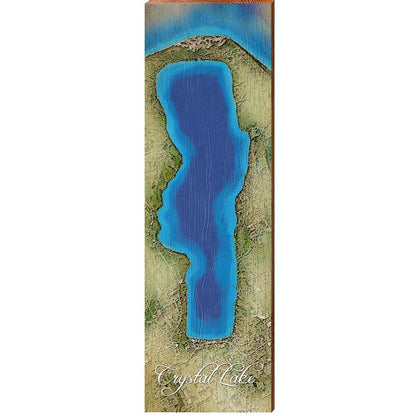 Crystal Lake, Michigan Map | Wall Art Print on Real Wood