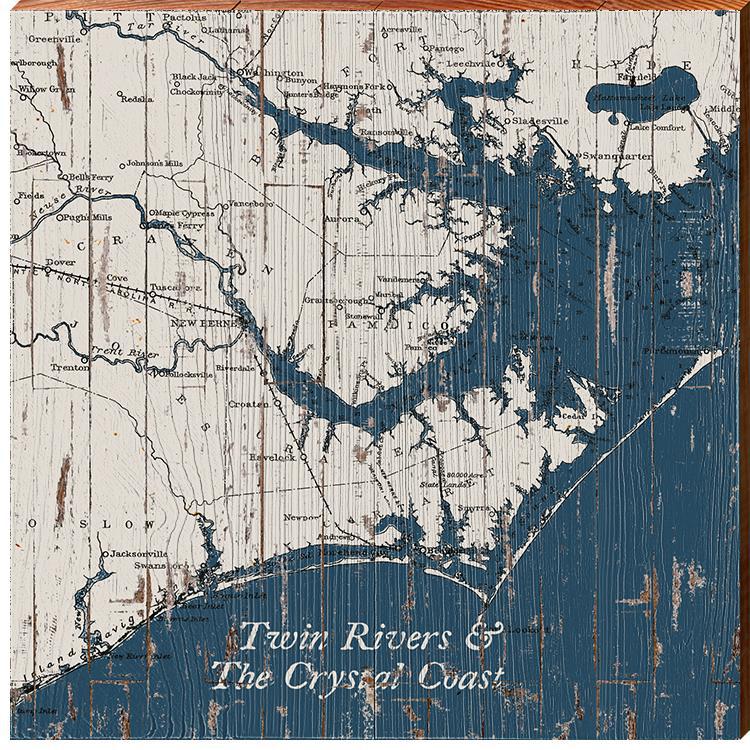 Twin Rivers & The Crystal Coast, North Carolina | Wall Art Print on Real Wood