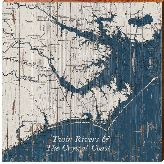 Twin Rivers & The Crystal Coast, North Carolina | Wall Art Print on Real Wood