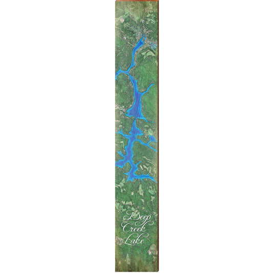 Deep Creek Lake Map Home Decor Art Print on Real Wood