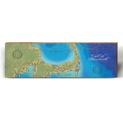 Cape Cod, Massachusetts Topographical Map Wall Art | Wall Art Print on Real Wood