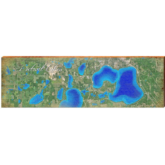 Detroit Lakes Map Home Decor Art Print on Real Wood