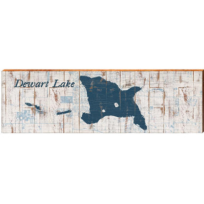 Dewart Lake, Indiana Map Wooden Sign | Wall Art Print on Real Wood