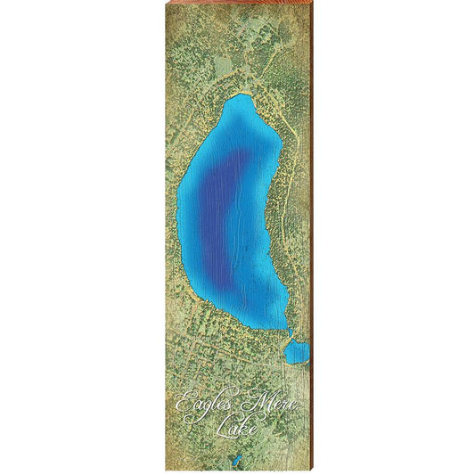 Eagles Mere Lake, Pennsylvania Map Wooden Sign | Wall Art Print on Real Wood