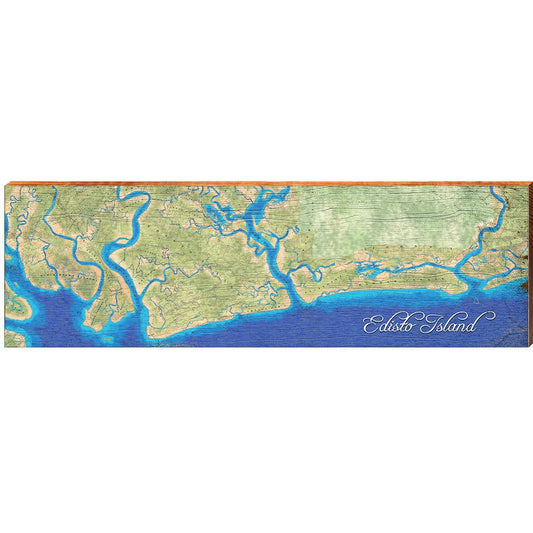 Edisto Island Map Home Decor Art Print on Real Wood