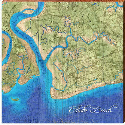 Edisto Beach, South Carolina Map | Wall Art Print on Real Wood
